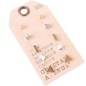 5 PAIR STUD EARRING SET